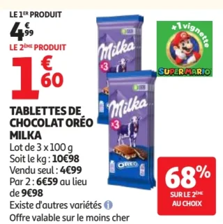 Tablettes de Chocolat Oréo Milka