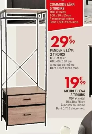 PENDERIE LÉNA 2 TIROIRS