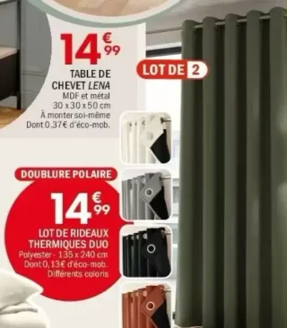 LOT DE RIDEAUX THERMIQUES DUO