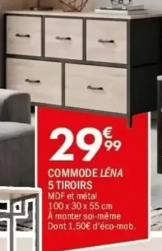 COMMODE LÉNA 5 TIROIRS