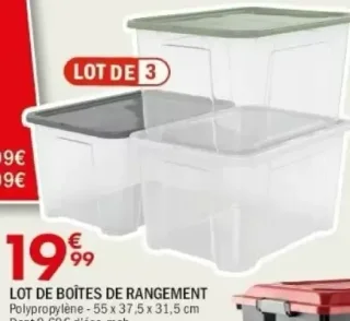 Lot de boîtes de rangement (Lot de 3)