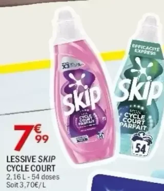 Lessive Skip cycle court