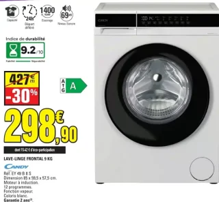 Lave-linge frontal 9 kg Candy