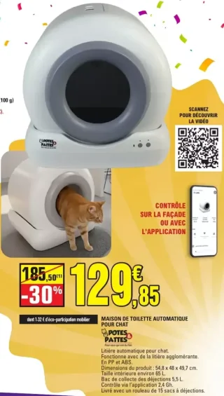 Maison de toilette automatique pour chat Potes & Pattes