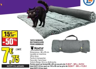 Tapis nomade rectangulaire pour animaux MaxCor