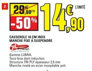Casserole 18 cm inox Pradel Excellence Gamme LUMIA