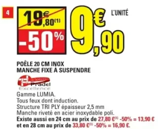 Poêle 20 cm inox Pradel Excellence Gamme LUMIA