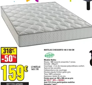 Matelas À Ressorts 140 X 190 CM Modèle Nahka Deco Dream
