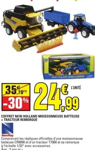Coffret New Holland Moissonneuse Batteuse + Tracteur Remorque