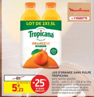 Tropicana Jus d'Orange Sans Pulpe