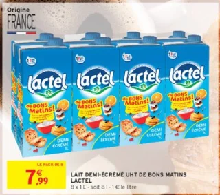 Lactel Lait Demi-Écrémé UHT de Bons Matins