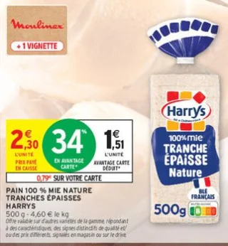 Pain 100 % mie Nature tranches épaisses Harrys