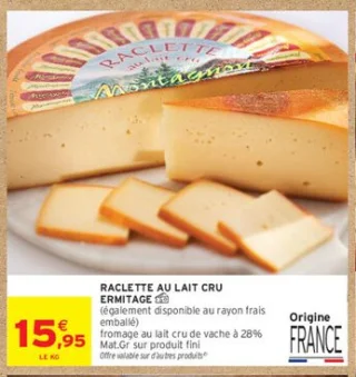 Raclette au lait cru Ermitage