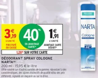 Déodorant spray cologne Narta