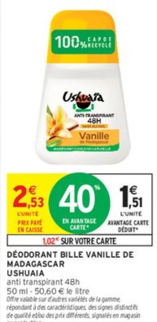 Déodorant bille Vanille de Madagascar Ushuaia