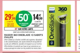 Rasoir 360 Oneblade +3 Sabots Philips