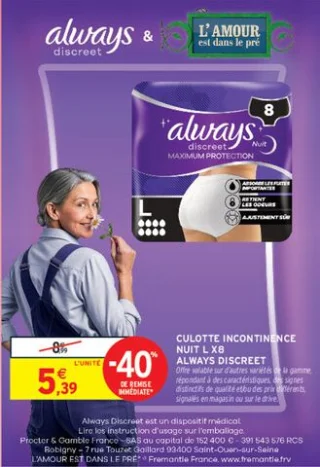 Culotte Incontinence Nuit L X8 Always Discreet