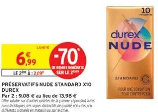 Préservatifs Nude Standard X10 Durex