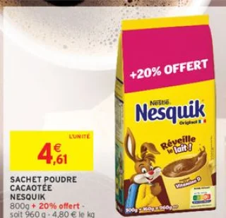 SACHET POUDRE CACAOTÉE NESQUIK