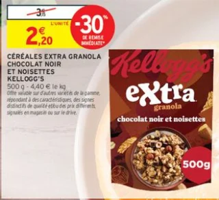 Céréales Extra Granola Chocolat Noir et Noisettes Kellogg's