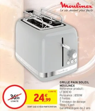 Grille Pain Soleil Moulinex LT301E10