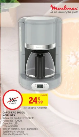 Cafetière Soleil Moulinex FG380E10