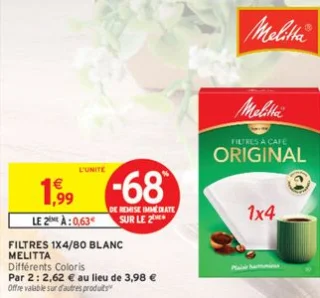 Filtres 1x4/80 Blanc Melitta