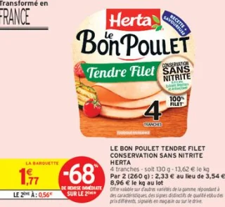 Le Bon Poulet Tendre Filet Conservation Sans Nitrite Herta