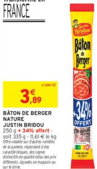 Bâton de Berger Nature Justin Bridou