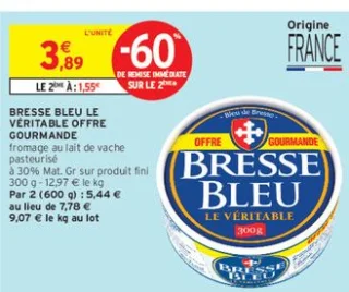 Bresse Bleu Le Véritable Offre Gourmande fromage au lait de vache pasteurisé
