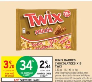 MINIS BARRES CHOCOLATÉES X15 TWIX