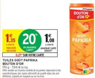 Tuiles Goût Paprika Bouton d'Or