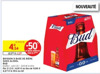 Boisson à base de bière sans alcool Bud