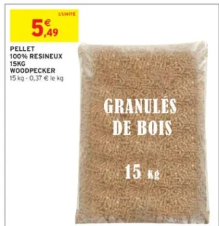 PELLET 100% RESINEUX 15KG WOODPECKER