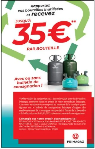 Offre reprise bouteilles de gaz Primagaz
