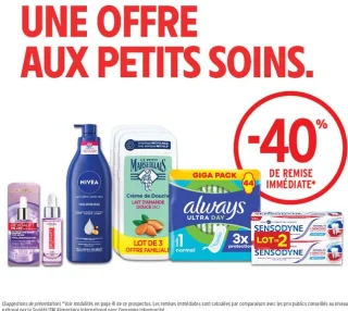 Offre soins et hygiène L'Oréal, Nivea, Le Petit Marseillais, Always, Sensodyne