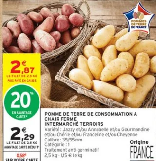 Pommes de terre de consommation à chair ferme Intermarché Terroirs