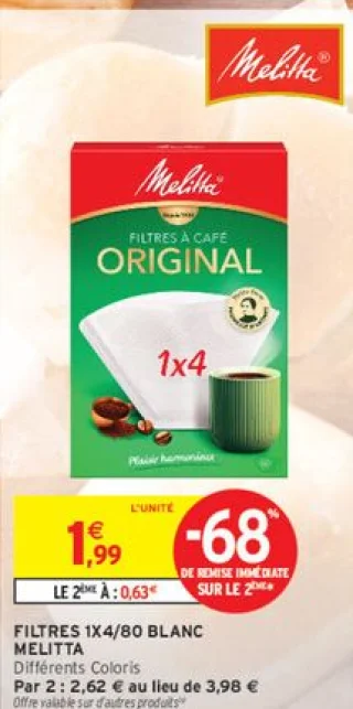 Filtres à café 1x4/80 Blanc Melitta