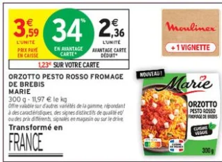 Orzotto pesto rosso fromage de brebis Marie