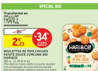 Boulettes de pois chiches patate douce curcuma bio Hari&Co