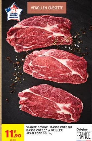 Viande bovine : Basse côte ou basse côte ** à griller Jean Rozé