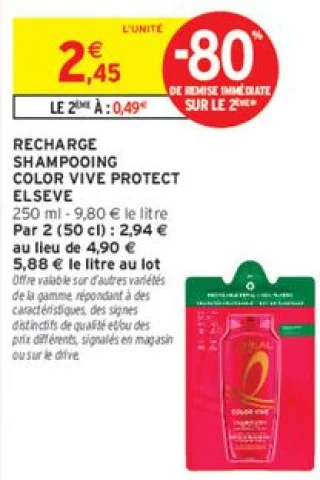 RECHARGE SHAMPOOING COLOR VIVE PROTECT ELSEVE L'ORÉAL PARIS