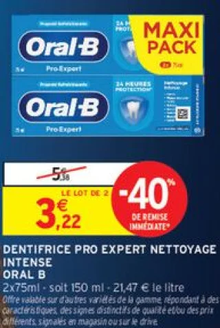 Dentifrice Pro Expert Nettoyage Intense Oral B