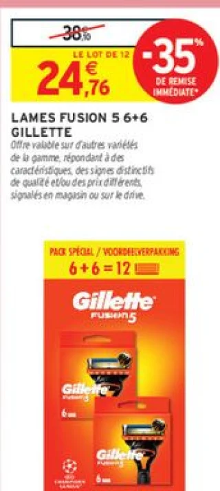Lames Fusion 5 6+6 Gillette