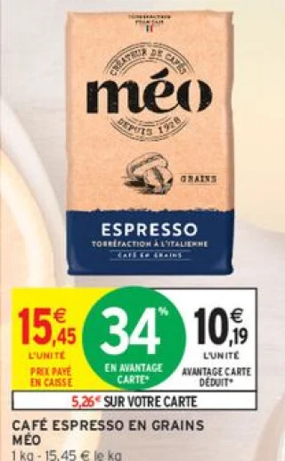 Café espresso en grains Méo
