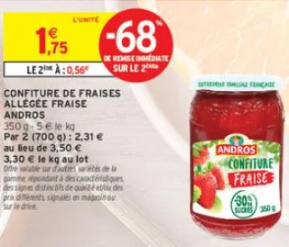 Confiture de fraises allégée Fraise Andros
