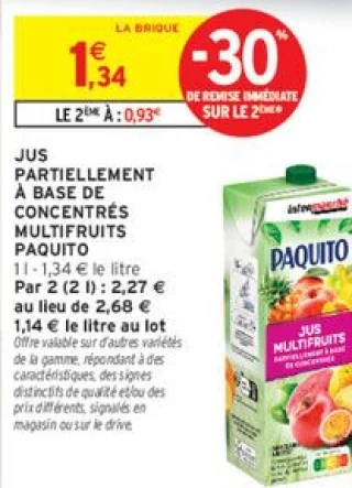 Jus Partiellement à Base de Concentrés Multifruits Paquito