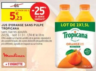 Jus d'orange sans pulpe Tropicana