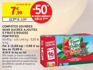 Compotes gourdes sans sucres ajoutés 5 fruits rouges Pom'Potes