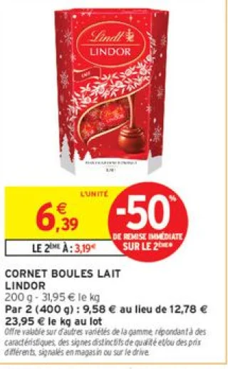 Cornet Boules Lait Lindor